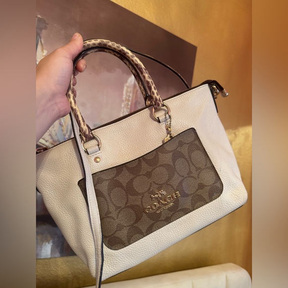 Coach Cream and Brown Satchel crossbody bag - Picture 1 of 4